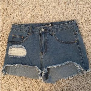 Boohoo high rise jean shorts